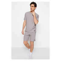 Trendyol Gray Regular Fit Knitted Shorts Pajamas Set