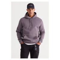 AC&Co / Altınyıldız Classics Men's Dark Gray Standard Fit Fleece 3 Threaded Hooded Hooded Kangar