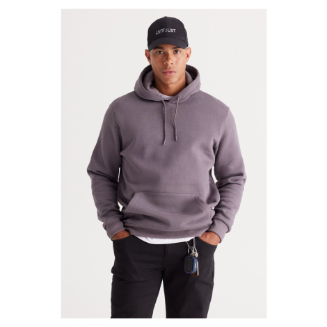 AC&Co / Altınyıldız Classics Men's Dark Gray Standard Fit Fleece 3 Threaded Hooded Hooded Kangar