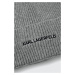 Čepice s příměsí kašmíru Karl Lagerfeld šedá barva, z tenké pleteniny