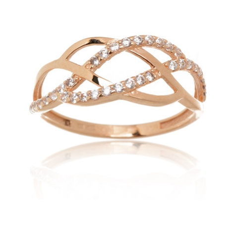 Dámský prsten z růžového zlata se zirkony PR0514F + DÁREK ZDARMA Ego Fashion