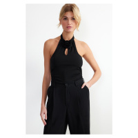 Trendyol Black Rose Detailed Stretch Snap Knitted Body