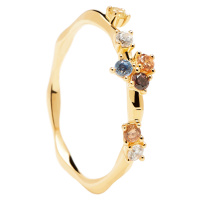PDPAOLA Půvabný pozlacený prsten se zirkony FIVE Gold AN01-210 56 mm