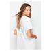 Trendyol White 100% Cotton Back and Chest Printed Oversize/Casual Cut Knitted T-Shirt
