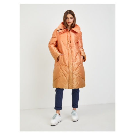 Oranžový dámský prošívaný zimní kabát Guess Ophelie | Modio.cz