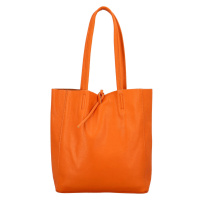 Jednoduchá kožená kabelka přes rameno Rita, oranžová
