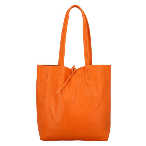 Jednoduchá kožená kabelka přes rameno Rita, oranžová Delami Vera Pelle