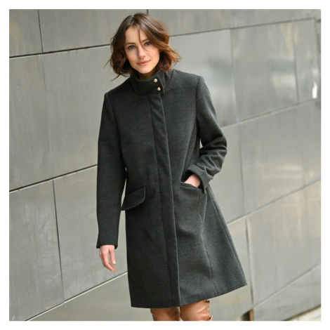 Blancheporte Kabát na zip, vlněný vzhled antracitový melír