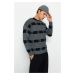 Trendyol Gray Regular Fit Crew Neck Square Patterned Knitwear Sweater