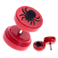 Fake piercing do ucha z akrylu - pavouk v červeném kruhu