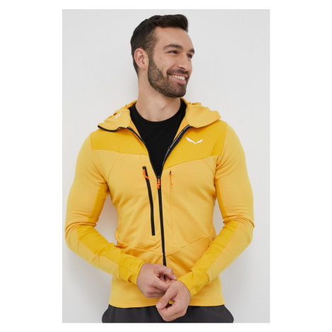 Sportovní mikina Salewa Agner PL žlutá barva, s kapucí