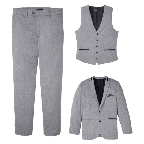 3dílný oblek s recyklovaným polyesterem: sako, kalhoty a vesta Bonprix