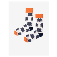 Oranžovo-bílé pánské vzorované ponožky Ombre Clothing