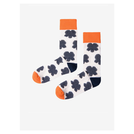 Oranžovo-bílé pánské vzorované ponožky Ombre Clothing