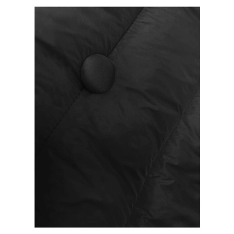 Černý dámský péřový kabát na knoflíky (5M3160-392) J.STYLE