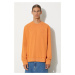 Bavlněná mikina Wood Wood Hugh Embossed Sweatshirt 12315602-2474 ABRICOT ORANGE pánská, oranžová