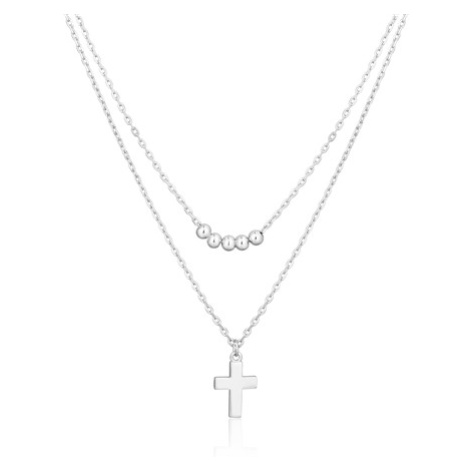 Dámský stříbrný náhrdelník s křížkem STNAH0138F JVD