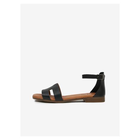 Černé dámské kožené sandály OJJU