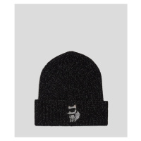 Čepice karl lagerfeld k/ikonik 2.0 choup lur beanie black/silver