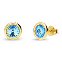 Náušnice modré stříbrné pozlacené se Swarovski Elements Tiny Bonbon Studs KRG1122SS29AQ Aqua 6 m