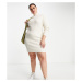 Wednesday's Girl Curve relaxed jumper dress in rib knit-White
