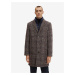 Tmavě hnědý pánský kostkovaný vlněný kabát Tom Tailor