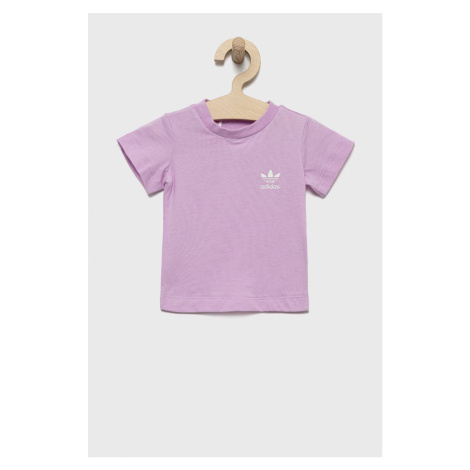Dětské bavlněné tričko adidas Originals fialová barva
