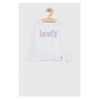 Dětská bavlněná košile s dlouhým rukávem Levi's bílá barva