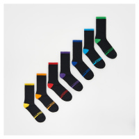 Reserved - Sada 7 párů ponožek s vysokým podílem bavlny - Černý
