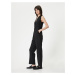 Koton Jumpsuit Double Breasted V Neck Sleeveless Pocket Pleat Detailed