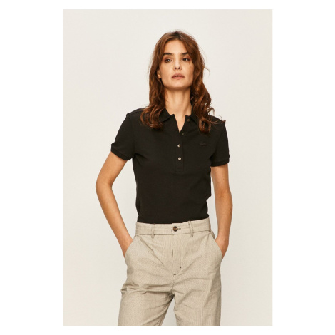 Tričko Lacoste dámské, černá barva, s límečkem, PF5462-001