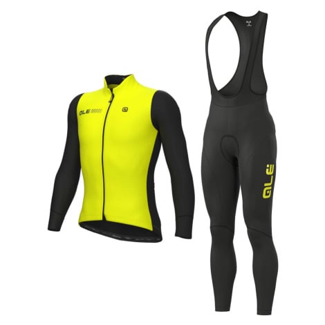 ALÉ Cyklistická zimní bunda a kalhoty - FONDO 2.0 + WINTER - žlutá/černá