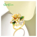 Masivní stříbrný prsten s pozlacením květiny FanTurra