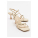 LuviShoes NEBEL Women's Ecru Skin Heeled Sandals