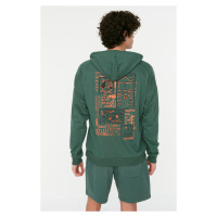 Trendyol Men's Green Oversize/Wide-Fit Hooded Printed Back Sweatshirt