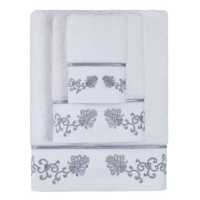 Soft Cotton Malý ručník Diara 30 × 50 cm, bílá - šedá výšivka