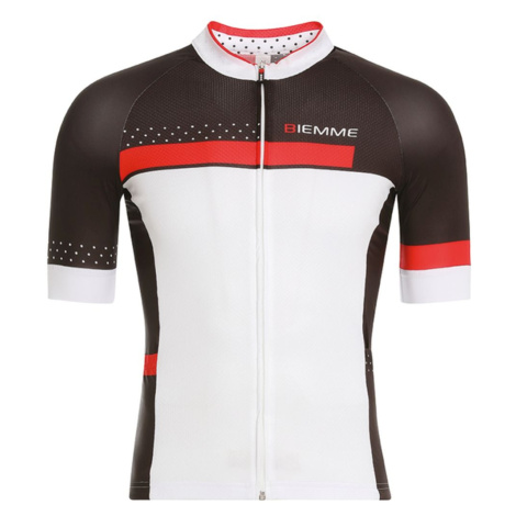 BIEMME Cyklistický dres s krátkým rukávem - POLKA - bílá/červená/černá