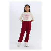 DEFACTO Girl's Basic Plain Jogger Sweatpants with Elastic Waist and Pockets