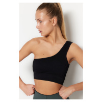 Trendyol Black Seamless/Seamless Supported/Shaping Single Shoulder Knitted Sports Bra