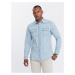 Men's denim snap shirt with pockets - light blue V1 OM-SHDS-0115