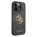 Guess PU 4G Metal Logo Zadní Kryt pro iPhone 15 Pro Grey