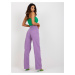 Světle fialové kalhoty s širokými nohavicemi a vysokým pasem --light violet Fialová