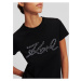 Černé dámské tričko KARL LAGERFELD Rhinestone Logo