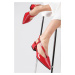 Mio Gusto Annie Red Color Patent Leather Women's Short Heeled Shoes