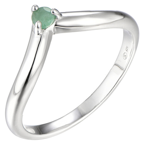 Brilio Silver Minimalistický stříbrný prsten se smaragdem Precious Stone SR09001E
