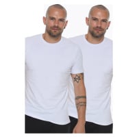 DOUBLE SET T8569 DEWBERRY BIKE COLLAR MEN'S T-SHIRT-WHITE-WHITE