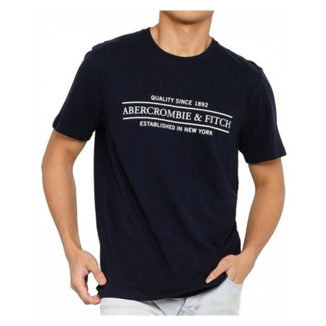 Abercrombie & Fitch pánské tričko logo print černomodré soft 2584