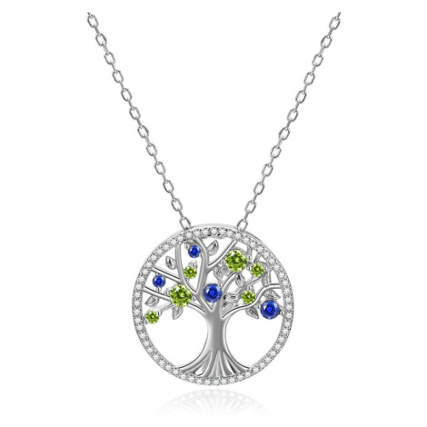 Beneto Stříbrný náhrdelník s třpytivými zirkony Strom života AGS1232/47