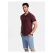 Men's BASIC single-color pique knit polo shirt - maroon V10 OM-POBS-0100