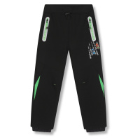 Chlapecké softshellové kalhoty, zateplené KUGO HK5617, černá / zelené zipy Barva: Černá